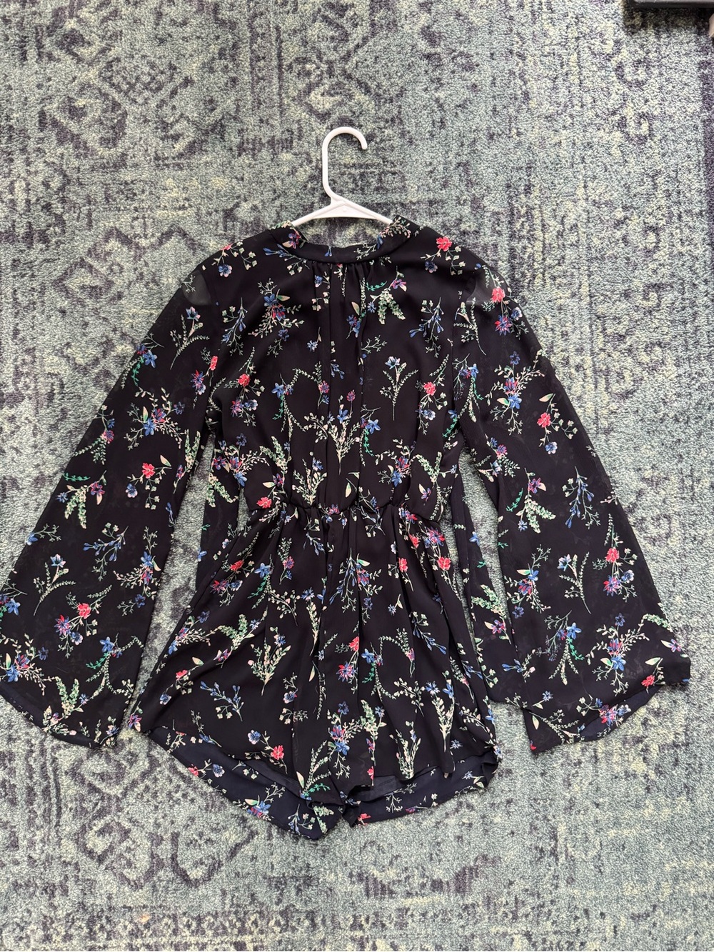 Navy Floral Long-Sleeve Romper